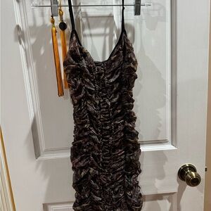 Urban Outfitters Textured Mini Dress - Black and Brown